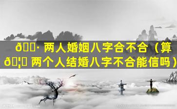 🕷 两人婚姻八字合不合（算 🦟 两个人结婚八字不合能信吗）